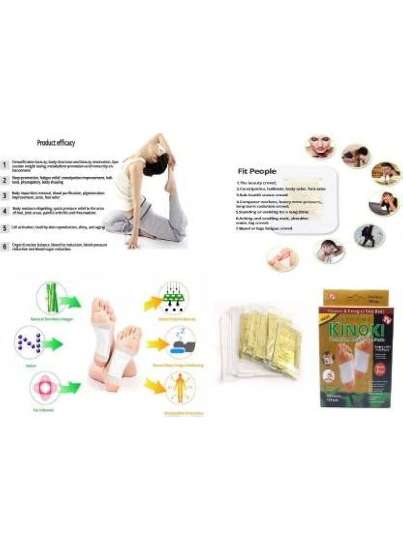 لاصقات كينوكي الذهبية بالزنجبيل لتنقية القدمين – لاصقات عشبية للتنظيف والاسترخاء – عبوتان (20 لاصقة) - Image 3